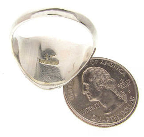 Southwestern Turquoise Sterling Silver Ring Size 8-1/2 PS62539